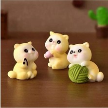 Himi Pasta Süsleri 3'lü Kedi Plastik Minyatür Figür Karakter Oyuncakları Evcilik Oyuncakları Küçük Minik Oyuncaklar