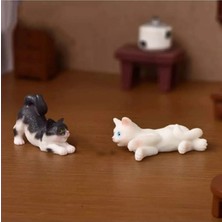 Himi Pasta Süsleri 2'li Kedi Plastik Minyatür Figür Karakter Oyuncakları Evcilik Oyuncakları Küçük Minik Oyuncaklar