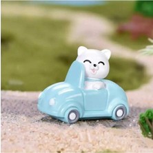 Himi Pasta Süsleri Arabadaki Kedi Plastik Minyatür Figür Karakter Oyuncakları Evcilik Küçük Minik Oyuncaklar