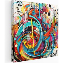 Popcas Funky Müzik Enerjik Ritimler ve Renk Tonlu Desenler Duvar Tablosu