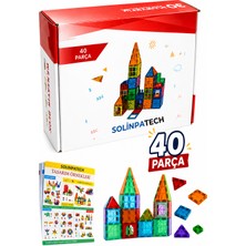 Solinpatech 40 Parça 7.5cm Büyük Boy Manyetik Blok Seti | Güçlü Mıknatıslı Zeka Geliştirici Eğitici Oyuncak