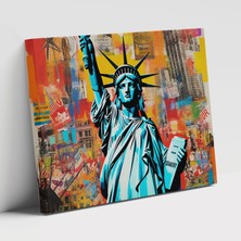 Popcas Amerika Haritası Amerika Birle Devletleri Temalı Kanvas Tablo