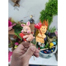Himi Pasta Süsleri Tavşan ve Ayıcık Plastik Minyatür Figür Karakter Oyuncakları Evcilik Küçük Minik Oyuncaklar