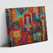 Popcas Modern Türk Halısı Deseniyle Geometrik Desenli Desenler ile Modern Sanat Duvar Tablosu