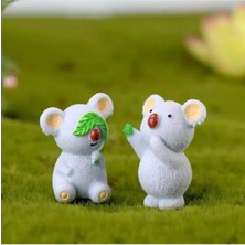 Himi Pasta Süsleri 2'li Koala Plastik Minyatür Figür Karakter Oyuncakları Evcilik Küçük Minik Oyuncaklar