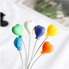 Himi Pasta Süsleri Kalpli 6'lı Balon Çubuklu Plastik Minyatür Figür Karakter Oyuncakları Evcilik Küçük Minik Oyuncaklar