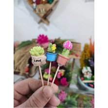 Himi Pasta Süsleri 3'lü Kaktüs Plastik Minyatür Figür Karakter Oyuncakları Evcilik Oyuncakları Küçük Minik Oyuncaklar