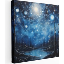Popcas Sonsuz Gece Gökyüzü Manevi Göksel Motif ile Yıldızlı Gök Manzaralı Görünüm Dekoratif Kanvas Tablo