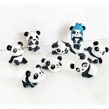 Himi Pasta Süsleri Panda Set 7 Parça Plastik Minyatür Figür Karakter Oyuncakları Evcilik Küçük Minik Oyuncaklar