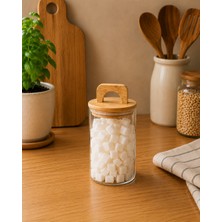 YDGR Bambu Kapaklı Cam Baharatlık Kavanozu | Çay Kahve Şeker ve Baharat Saklama Kavanozu 700 ml