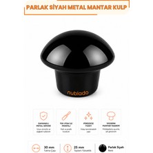 Nublado Mantar Düğme Kulp Parlak Siyah Metal 30 mm Çekmece Dolap Gardırop Mutfak Vestiyer Mobilya Kulpu Tek Vidalı Ergonomik Dekoratif Minimalist Tasarım 1 Adet
