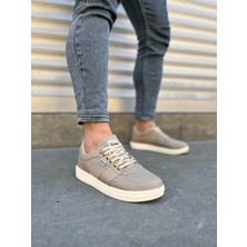 Mevese Camden Bağcıklı Keten Kumaş Erkek Günlük Sneaker Ayakkabı – Bej