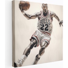 Popcas Michael Jordan Temalı Gerçekçi Kalem Eskizi ile Çağdaş Kanvas Duvar Tablosu