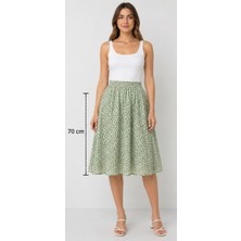 Seldağ Moda 100% Pamuk Viskon 70 cm Boy Kloş Çiçekli Etek