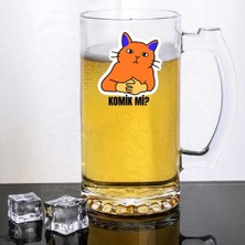 Hediye Vakti Komik Mi? Turuncu Kedi Tasarımlı Bira Bardağı - Eğlenceli Espirili Cam Bira Kupası
