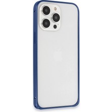 sbodurhome    iPhone 15 Pro Max Metal Bumper Mat Kapak - Lacivert