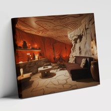 Popcas Orta Taş Devri Mağara Resimleri Modern Sanat Dekoratif Kanvas Tablo