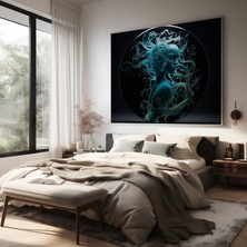 Popcas Abstrakt Silüet Detaylı Kıvrımlar ve Desenler ile Medusa Motifli Kanvas Tablo