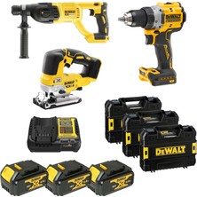 Dewalt 18V Şarjlı Vidalama Seti 3'lü (Darbesiz Matkap, Kırıcı-Delici, Dekupaj) 3 Akü