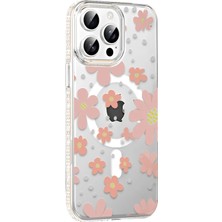 sbodurhome    iPhone 14 Pro Max Floral Magsafe Kapak - Pembe