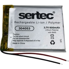 sbodurhome Sertec 304053 3.7V 600 Mah Li-Polymer Pil (DEVRELI/1.5A)