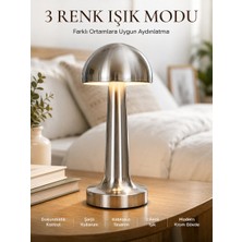 Magne Modern Mantar Masa Lambası Dokunmatik 3 Işık Modlu Şarjlı Kablosuz LED Yeni Nes - TGR8983-4310