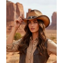 Gigi Luxe Vintage  Bohem Kadın Kovboy Şapkası Unisex Tasarım Kovboy Şapka
