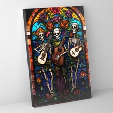 Popcas Los Muertos Temalı Müzik Aletleri Detaylarıyla Tasarım Kanvas Tablo