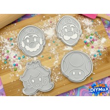 Dıymax Mario Luigi Peach Toad Kurabiye Kalıbı ve Oyun Hamuru Damgası Seti