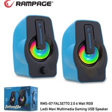 Shopwave Rampage Rms-G7 Falsetto 1+1 6 W USB 5V Rgb Ledlı Mavi Hoparlör