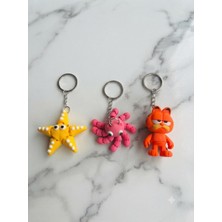 Yk 3D Store 3'lü Set Eklemeli Hareketli 3D Tasarım Anahtarlık (Deniz Yıldızı, Ahtapot ve Sevimli Karakter Figürlü)