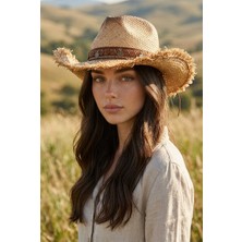Gigi Luxe Vintage Püsküllü Bohem Kadın Kovboy Şapka Unisex Boncuklu Tasarım