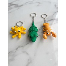Yk 3D Store 3'lü Set Eklemeli Hareketli 3D Tasarım Anahtarlık (Ahtapot, Timsah ve Istakoz Figürlü)