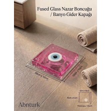 Abnturk Nazar Boncuklu Pembe Renk Cam Gider Kapağı Koku Böcek Önleyici Dekoratif Gider Kapağı Süsü 10X10CM 1,5cm Kalınlık