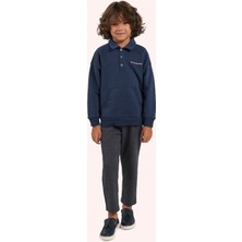 Panço Erkek Çocuk Beli Lastikli Lacivert Örme Pantolon