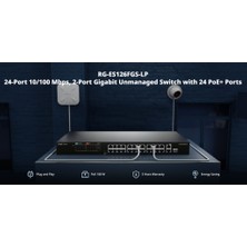 Shopwave Ruıjıe Reyee RG-ES126FGS-LP  26 Port, 24 Port  Megabit Poe, 180W, 2 Port Gigabit Uplink, 1 Port Gigabit Combo,  Switch  Metal Kasa