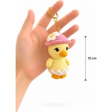 Sevimli İlmekler Amigurumi Örgü El Yapımı Şapkalı Civciv Anahtarlık