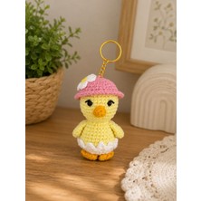 Sevimli İlmekler Amigurumi Örgü El Yapımı Şapkalı Civciv Anahtarlık