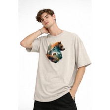 Shopwave Bear2 - Oversize Tişört Bej