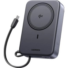 Ugreen Zapix 20.000 Mah Magsafe Wireless Hızlı Şarj Powerbank, Dahili 30W Usb-C Kablo ve 15W Kablosuz Şarj Destekli, 55450B