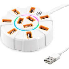 Die Grup USB Hub Rgb 10 Port 480 Mbps 1.2 M Beyaz HDX7034