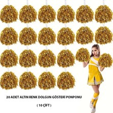 Die Grup 10 Çift ( 20 Adet ) Altın Renk 23 Nisan 19 Mayıs 29 Ekim Okul Gösteri Ponponları (5324)