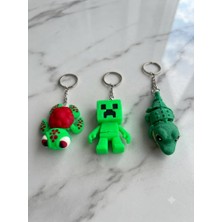Yk 3D Store 3'lü Set Eklemeli Hareketli 3D Tasarım Anahtarlık (Timsah, Piksel Blok Figür ve Kaplumbağa)