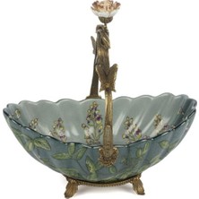 Mikasa Moor Turkuaz Yeşil Yapraklı Bronz Işlemeli Dek Tabak 24X15X24CM