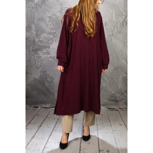 P.N.R Penye Rahat Kalıp Oversize Viscon Uzun Tunik Bordo