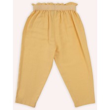 Panço Kız Bebek Beli Lastikli Cepli Sarı Pantolon