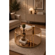 Sedaş Living Units Lenka Raflı Orta Sehpa - Bronz Ayna / Bronz Ayna Gold Ayak