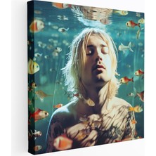 Popcas Sürreal Kurt Cobain Sanatı Müzik Temalı Tasarım Kanvas Duvar Tablosu