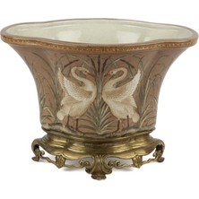 Mikasa Moor Kahverengi Kuğulu Bronz Dek Vazo 36X26CM