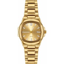 Aybars Premium Erkek Kol Saati Çelik Kordon Gold Kadran Takvimli Quartz Analog Bilek Saati